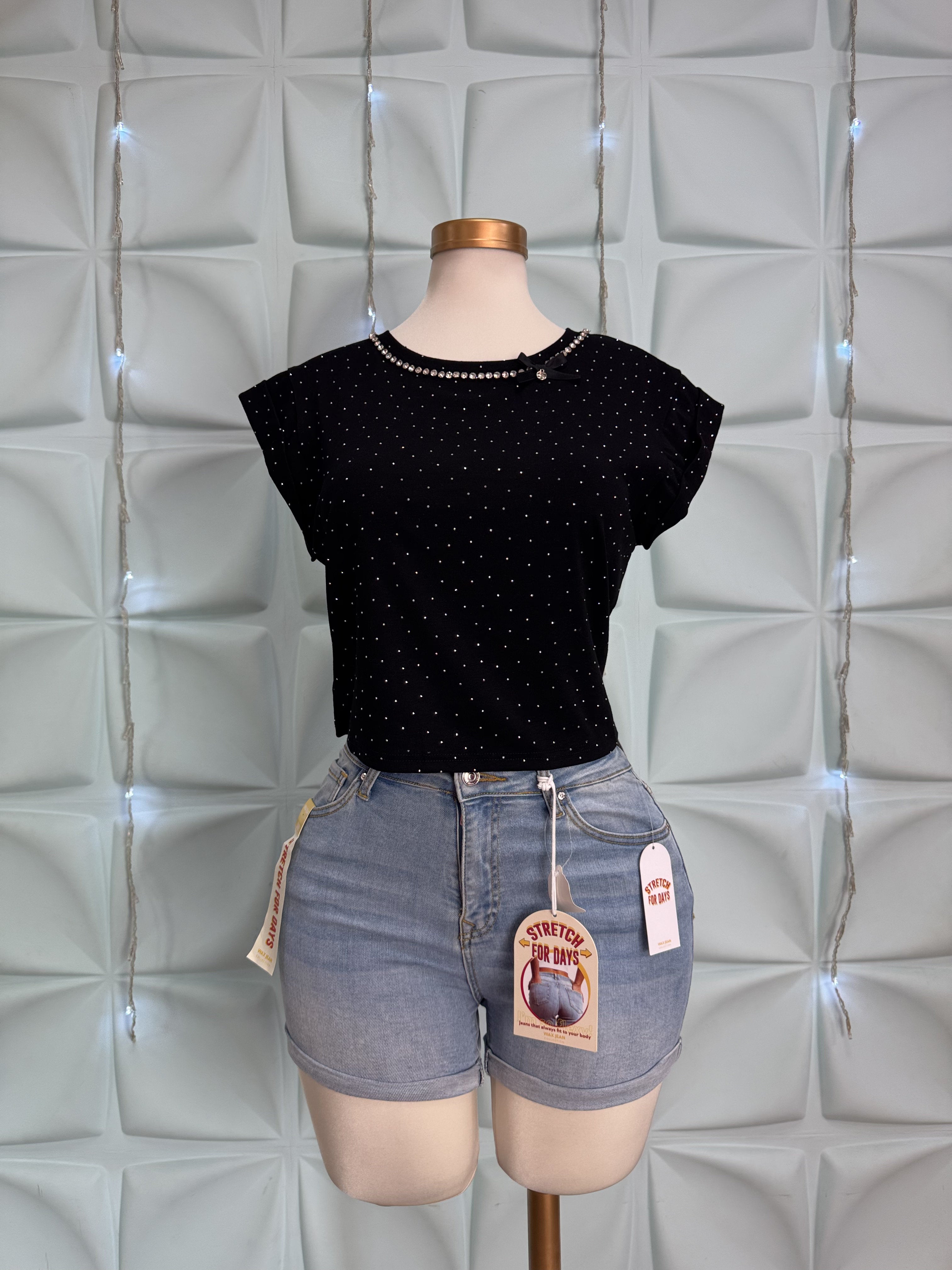 Blusa pedrería brillante