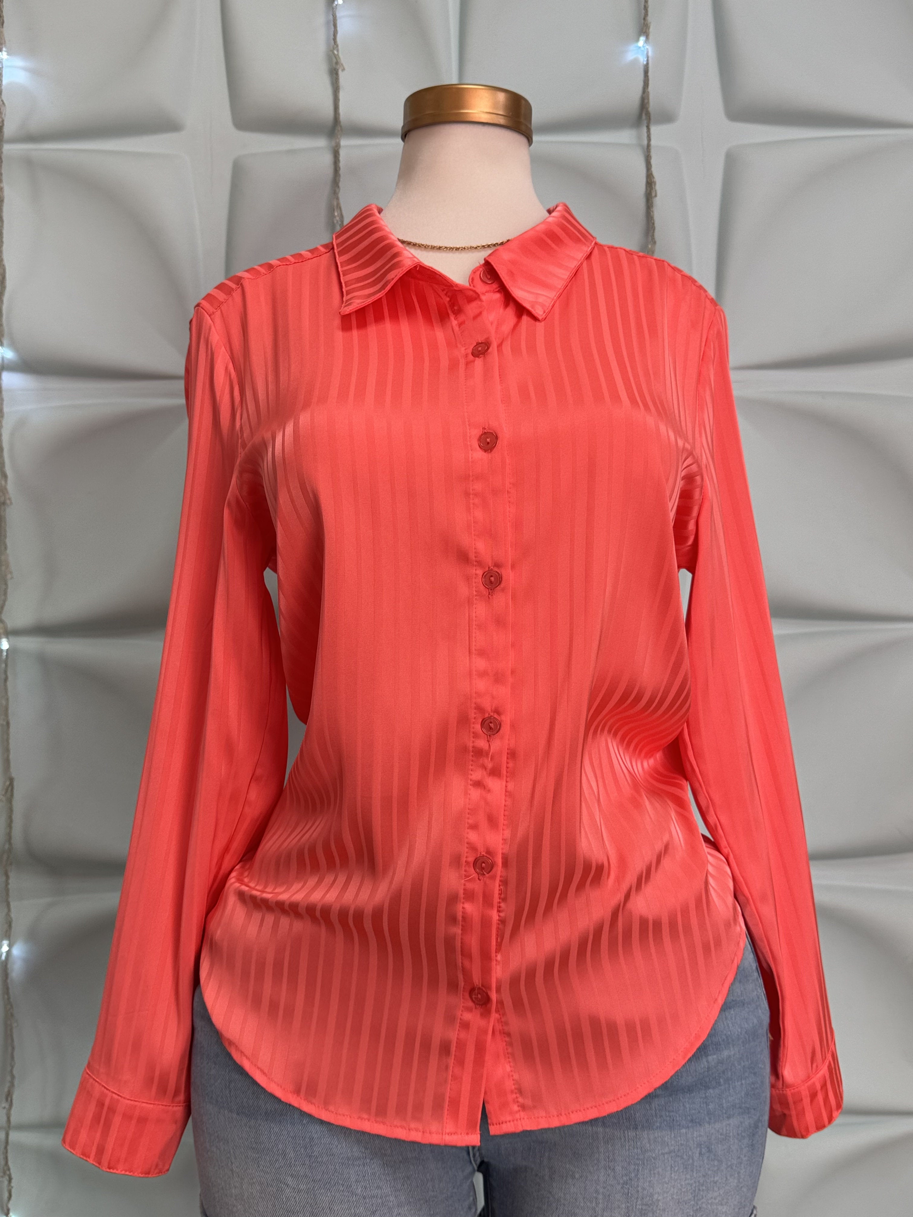 Blusa coral manga larga